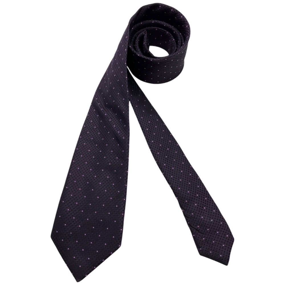 HUGO BOSS Purple Geometric Polka Dot Silk LUXURY Tie ITALY